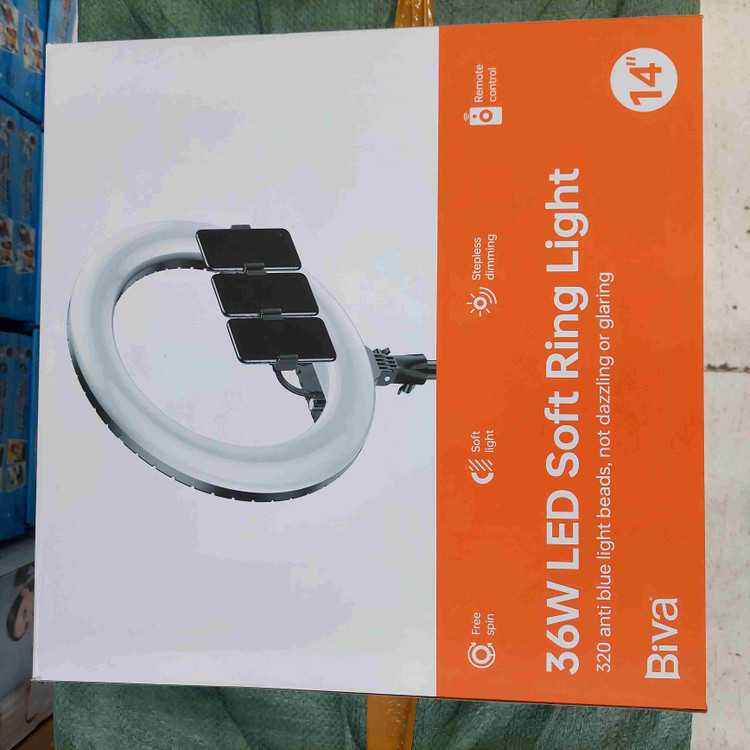 رینگ لایت بیوا Biva RL_01 36W LED Soft Ring Light+سه پایه و سه هولدر ۱۴ اینچ