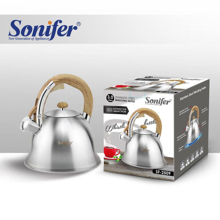 کتری استیل sonifer مدل ۲۵۰۹ دسته چوبی