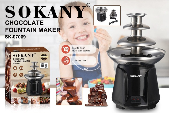 دستگاه آبشار شکلات سوکانی مدل SK07069 سه طبقه استیل