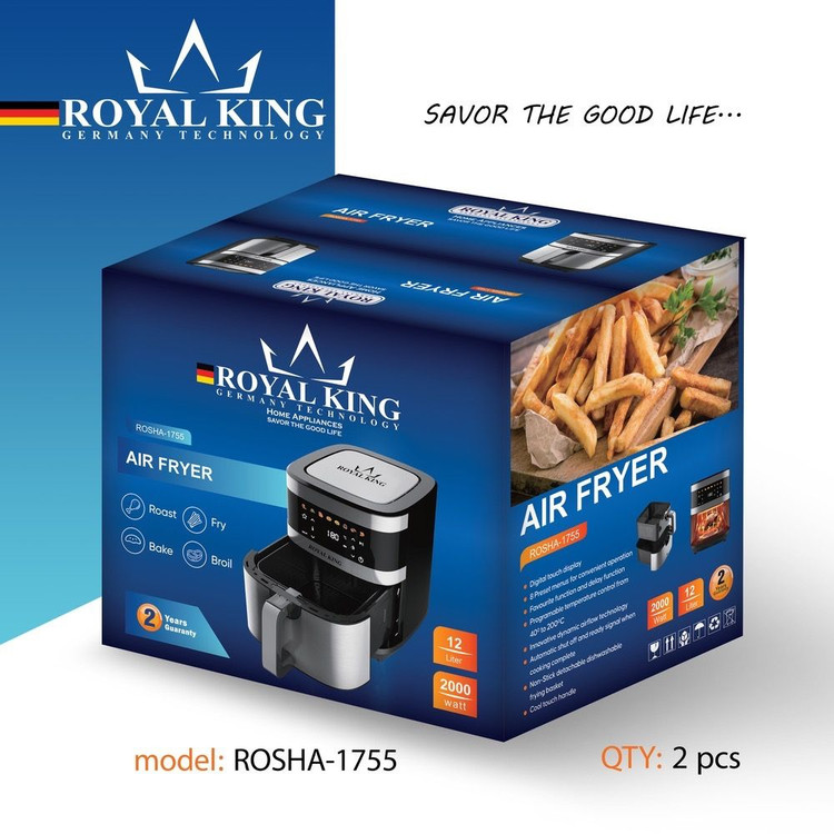 سرخ کن بدون روغن رویال کینگ مدل ROSHA_1755 ظرفیت ۱۲ لیتر