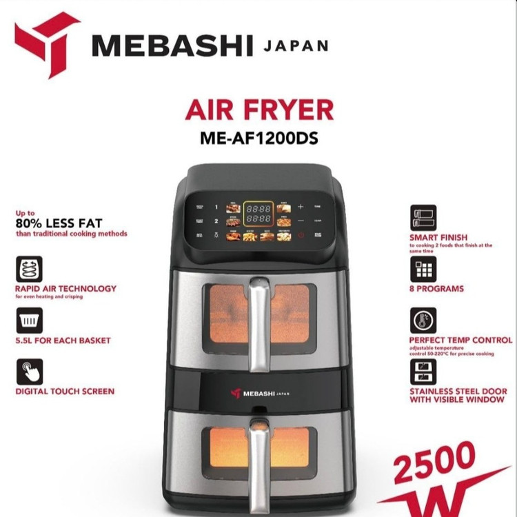 سرخ کن بدون روغن مباشی مدل ME-AF1200DS ظرفیت ۱۱ لیتری