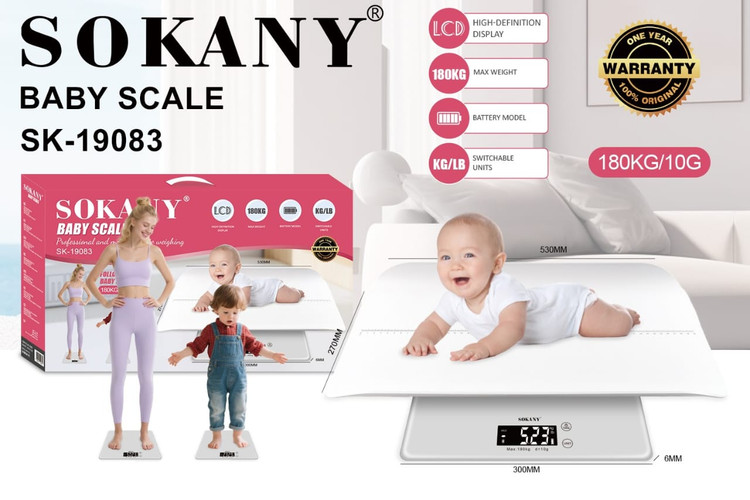 ترازوی نوزاد سوکانی مدل SK19083 دیجیتال LCD تا ۱۸۰ کیلو با دقت ۱۰ گرم