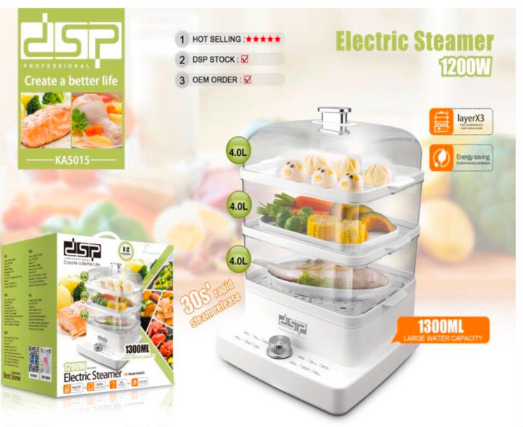 بخارپز دی اس پی مدل KA5015 ظرفیت ۴ لیتر