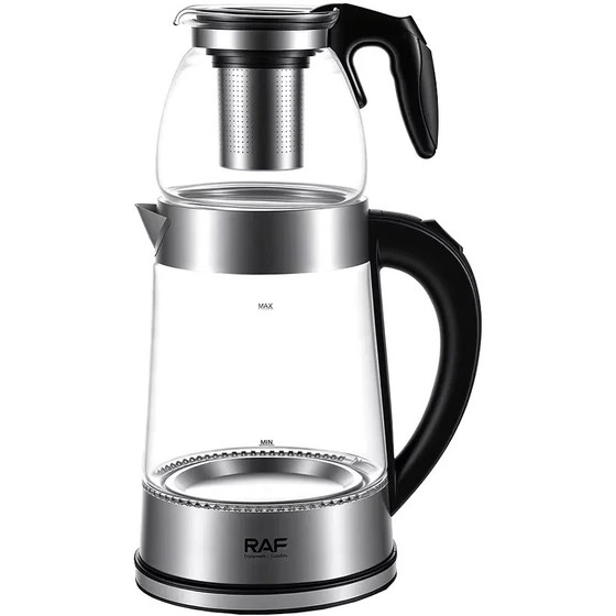 چای ساز راف مدل R7217 ظرفیت ۱ لیتر با کتری شیشهای
