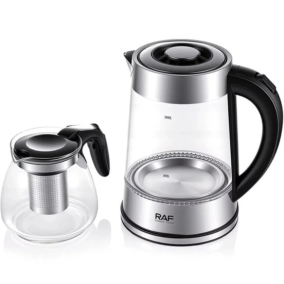 چای ساز راف مدل R7217 ظرفیت ۱ لیتر با کتری شیشهای