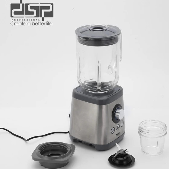 مخلوط کن و آسیاب DSP مدل KJ2198 | توان 1000 وات، پارچ شیشهای 1.8 لیتری، خردکن یخ