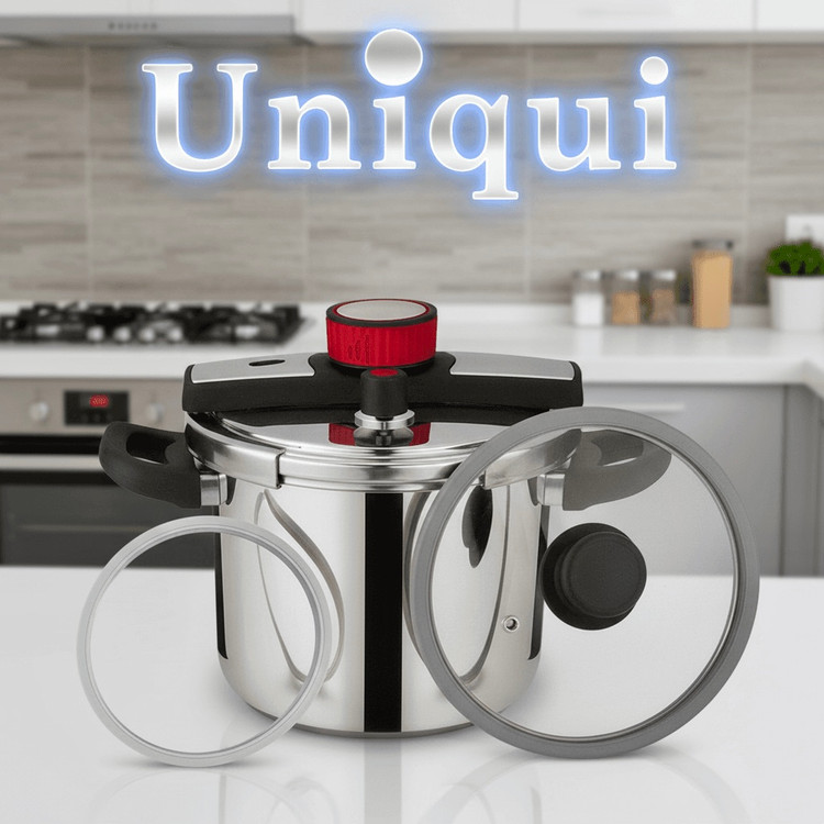 زود پز 6 لیتری یونیک- درب کلیپسی+ درب شیشه ای- مدل UN-06